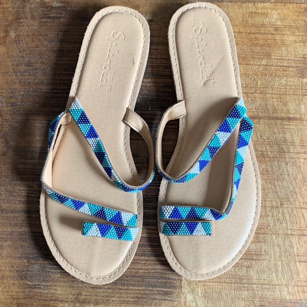 Splendid Blue and White Beaded Sandals